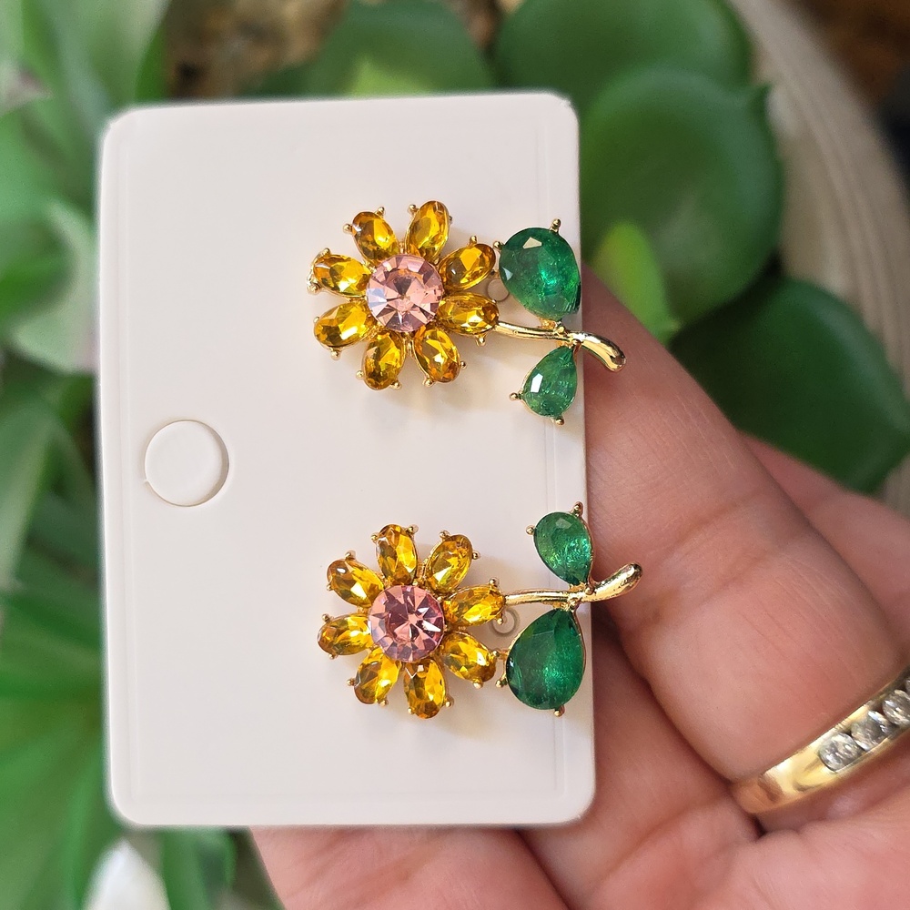 Yellow Flower Earrings - Picture 4 of 4